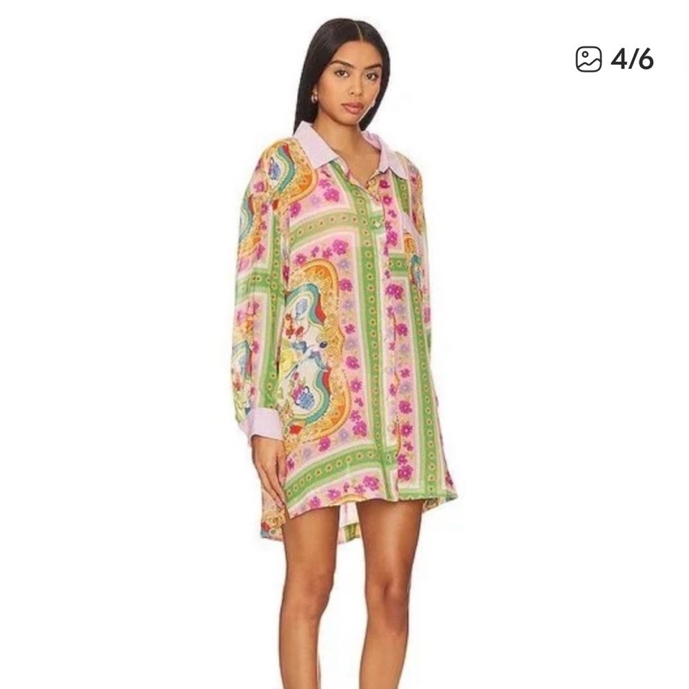NWT Spell Maddalena Shirt Dress in Mosaic